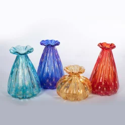 Officine di Murano 1295 1950 Set di 4 vasi a balze policromi