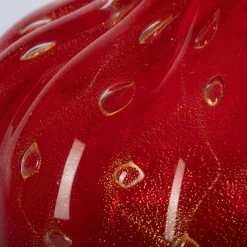 Officine di Murano 1295 1950 Set di 3 vasi rosso rubino con bolle d'oro