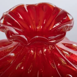 Officine di Murano 1295 1950 Set di 3 vasi rosso rubino con bolle d'oro