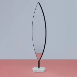 Secolo Aglaia Calacatta Marble And Black Metal Floor Mirror