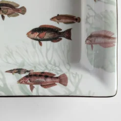 Grand Tour by Vito Nesta Amami Set di posacenere e videopoche in porcellana con pesci tropicali