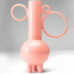 Paolo Santangelo Anfora alta in ceramica rosa Stereogramma 3 Bouganville