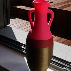 Pop Pot Anfora Giulio Cesare XL in bronzo, borgogna e fucsia