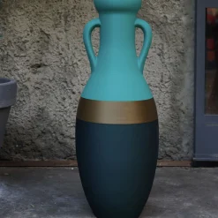 Pop Pot Anfora Giulio Cesare XXL in bronzo blu e azzurro