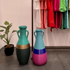 Pop Pot Anfora Giulio Cesare XXL in bronzo blu e azzurro