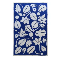 Lanificio Leo Arazzo/Coperta Radici Blu con Motivi Organici in Lana Merino