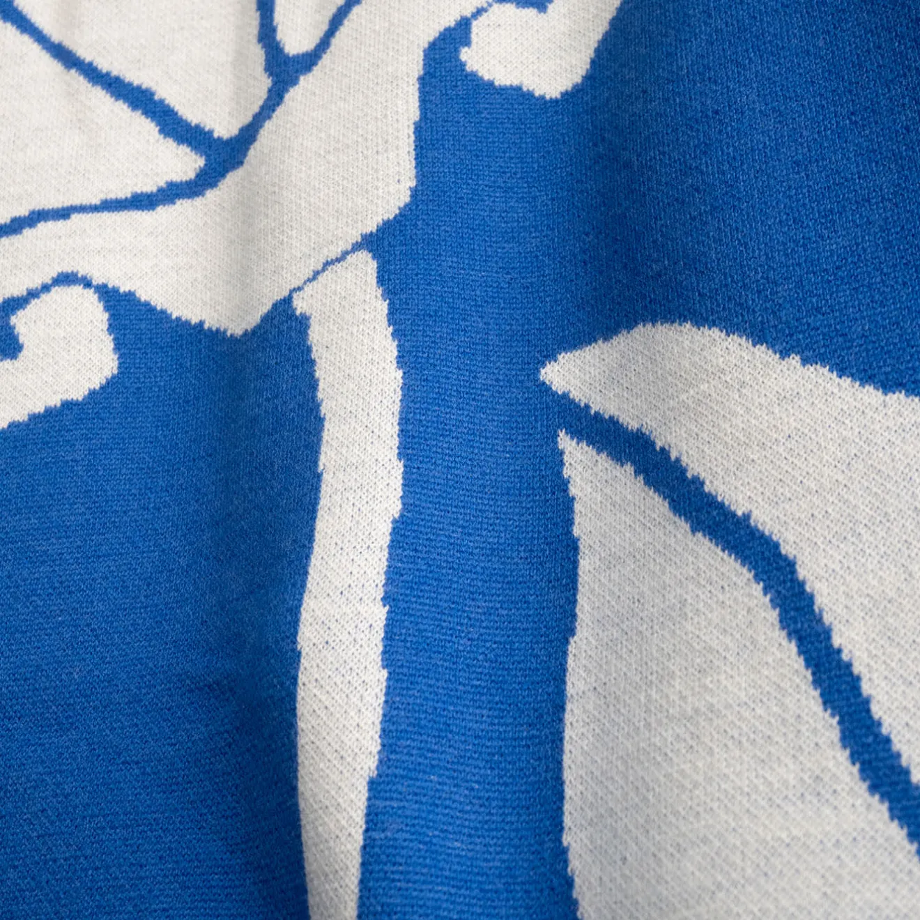 Lanificio Leo Arazzo/Coperta Radici Blu con Motivi Organici in Lana Merino