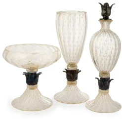 Officine di Murano 1295 Bottiglia con piede nero e oro 24KT