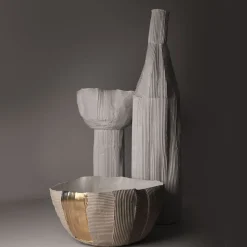 Paola Paronetto Bowl Cartoccio B17/Sabbia Chiaro con inserto dorato