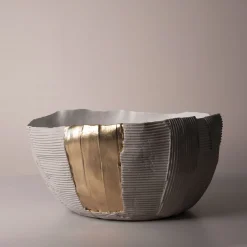 Paola Paronetto Bowl Cartoccio B17/Sabbia Chiaro con inserto dorato