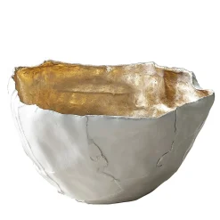 Paola Paronetto Bowl Corteccia in ceramica bianca e oro