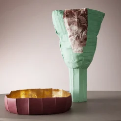 Paola Paronetto Bowl Ninfea Low Corteccia C9/Bordeaux e oro