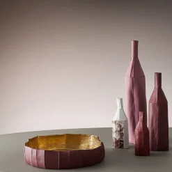 Paola Paronetto Bowl Ninfea Low Corteccia C9/Bordeaux e oro