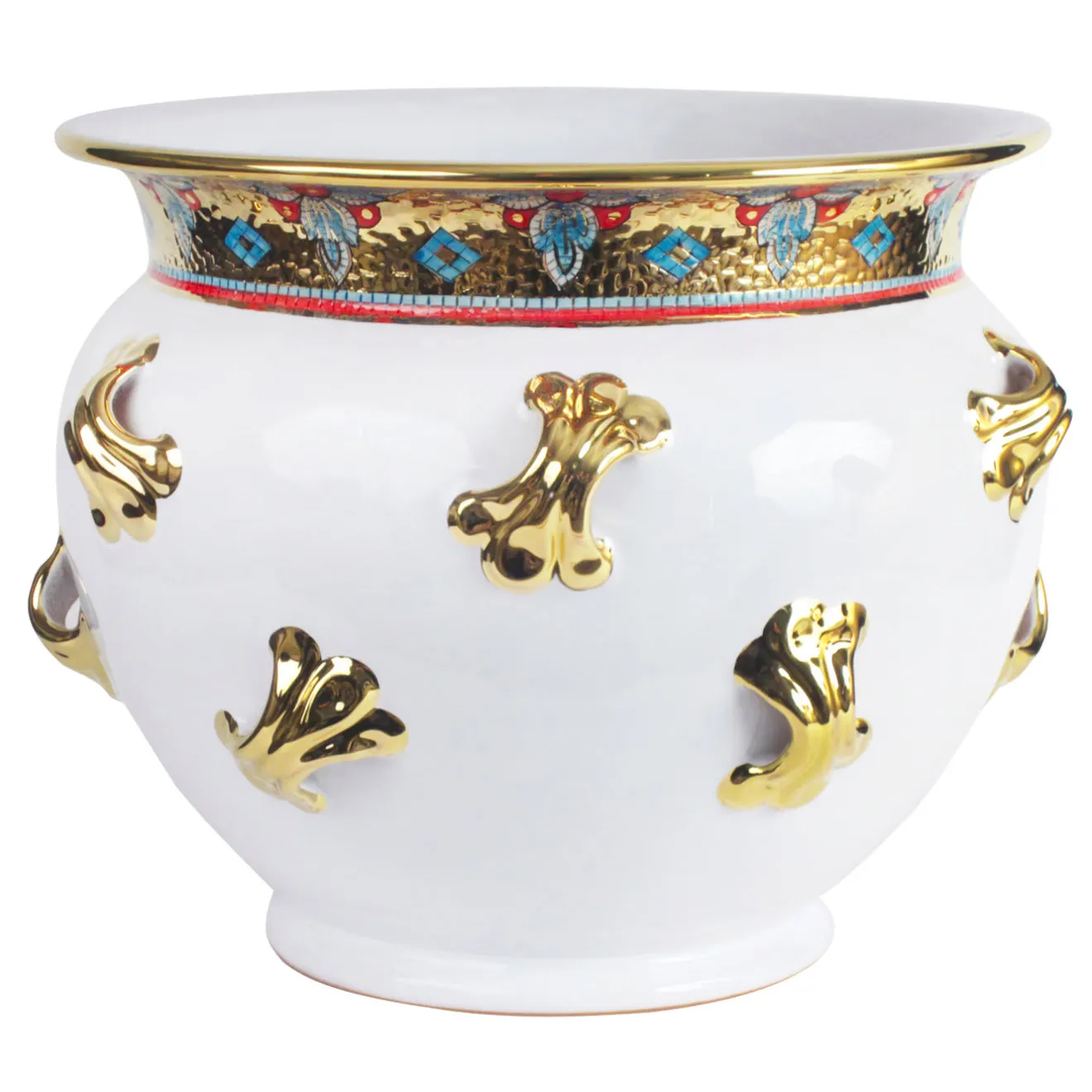 Sambuco Cachepot a mosaico bianco