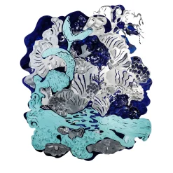 altreforme Caelum Contingo Blu Di Prussia Scultura da parete di Matteo Cibic