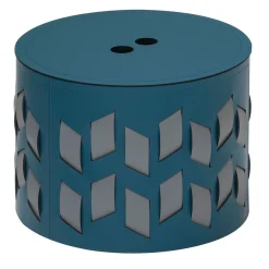 Rudi Cancun N. 9 Cestino rotondo blu petrolio con coperchio