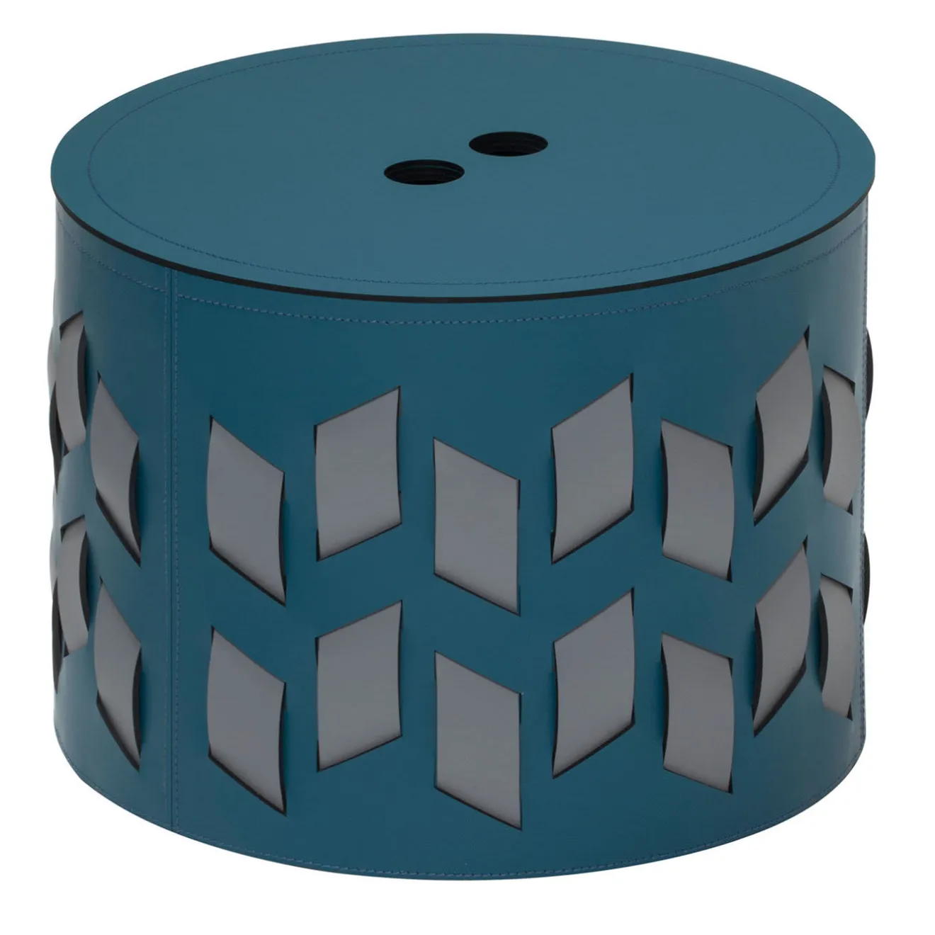 Rudi Cancun N. 9 Cestino rotondo blu petrolio con coperchio