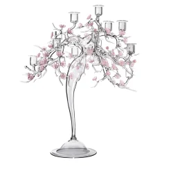 Simone Crestani Candelabro Blossom in Vetro con Dettagli Floreali
