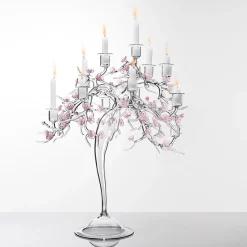 Simone Crestani Candelabro Blossom in Vetro con Dettagli Floreali