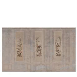 Officinarkitettura Carta da parati Chinoiserie beige e azzurro chiaro con elementi architettonici
