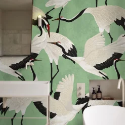 Wallpapers4Beginners Carta da Parati con Aironi Verdi