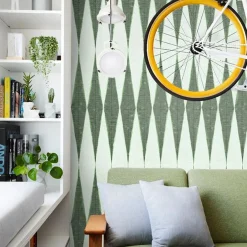 Wallpapers4Beginners Carta da Parati Etnica Retro Verde