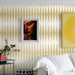 Wallpapers4Beginners Carta da Parati Etnica Retro Gialla e Bianca