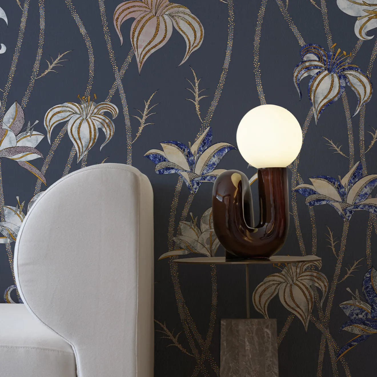 MaVoix Carta da parati Fiori Blu Ardesia