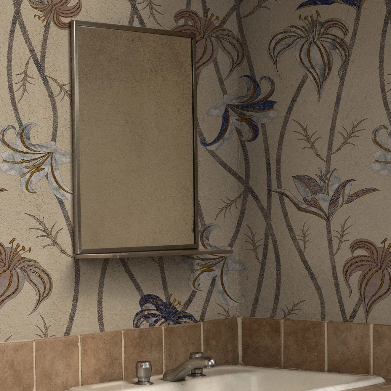 MaVoix Carta da parati Fiori Caffelatte