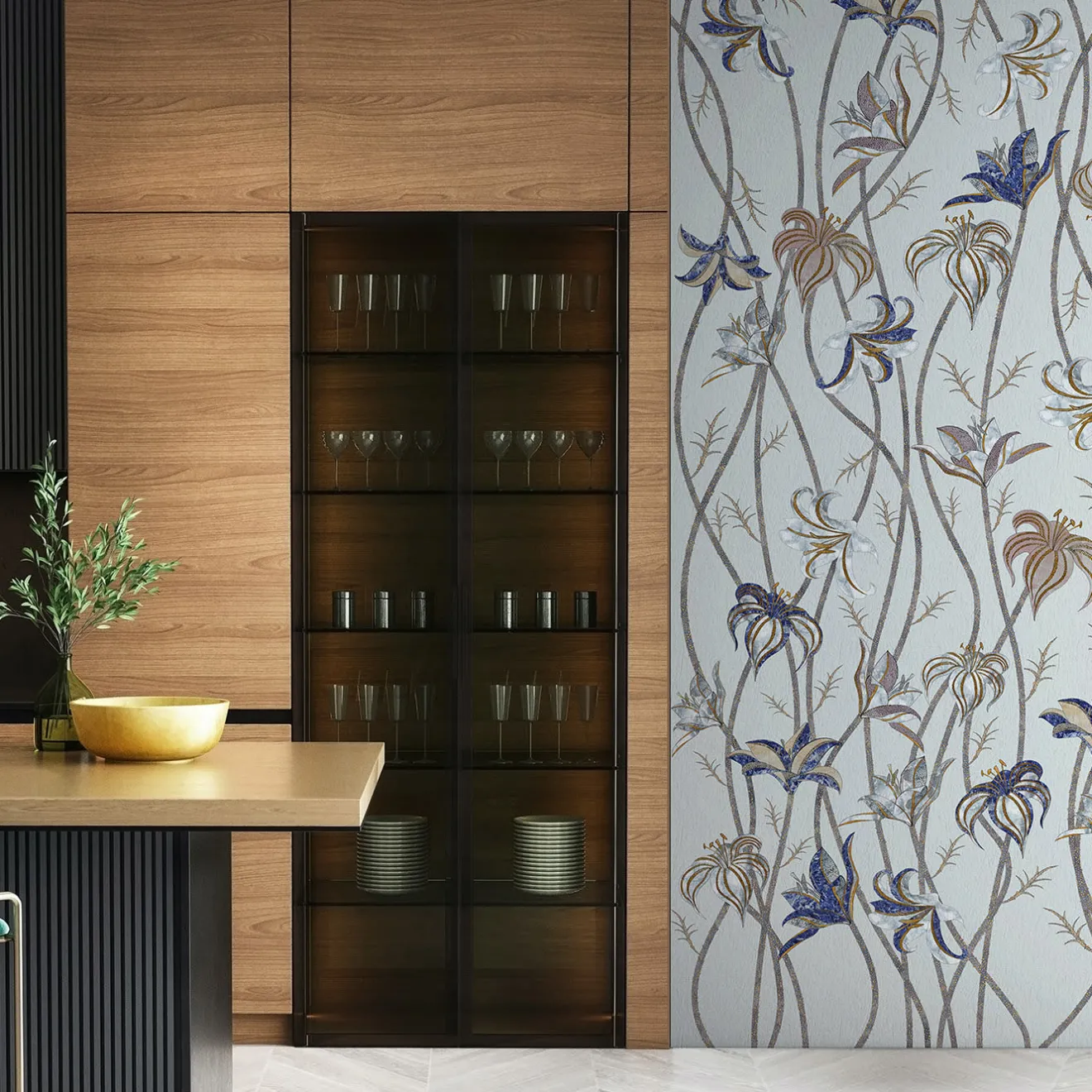 MaVoix Carta da parati Fiori Ghiaccio