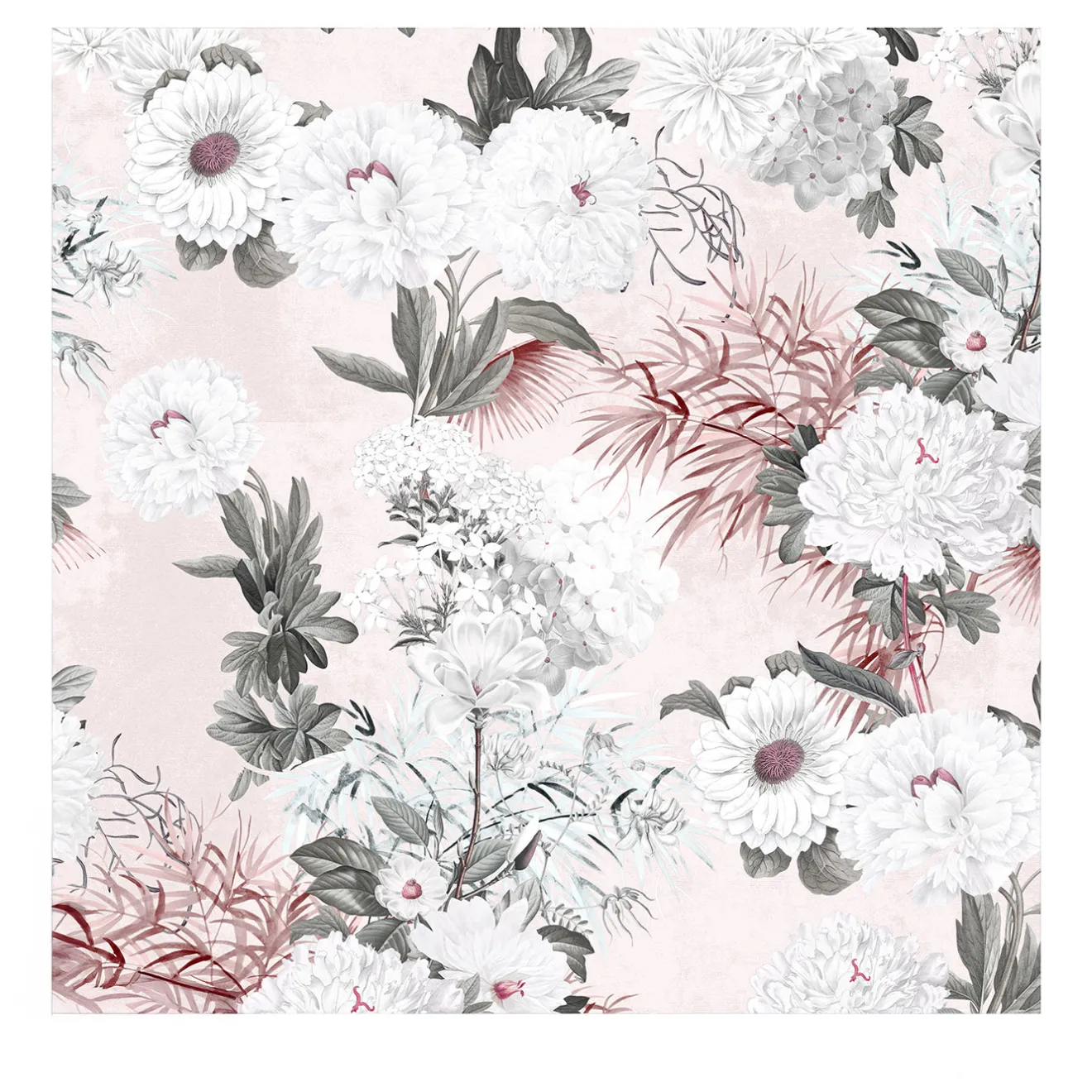 Wallpapers4Beginners Carta da parati floreale romantica in tonalità blush