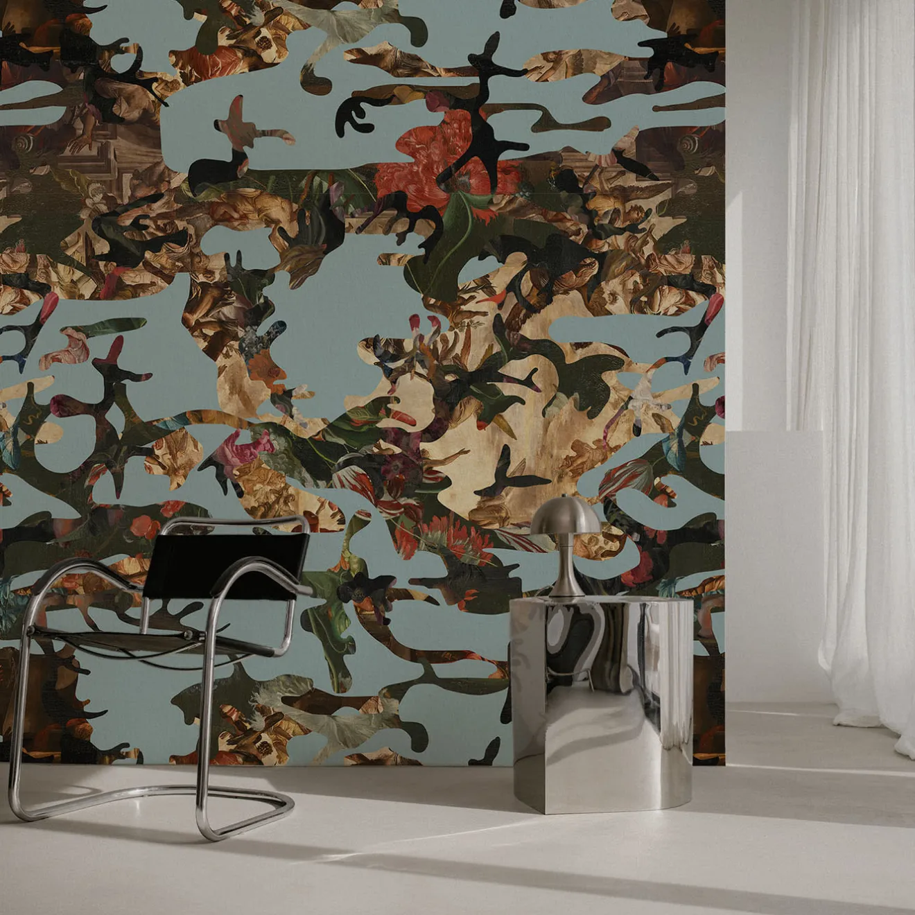 MaVoix Carta da parati Hidden In Plain Sight Nikko Blue di Magnus Gjoen