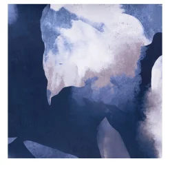 Giardini Wallcoverings Carta da parati in satin blu con fiori in marmo