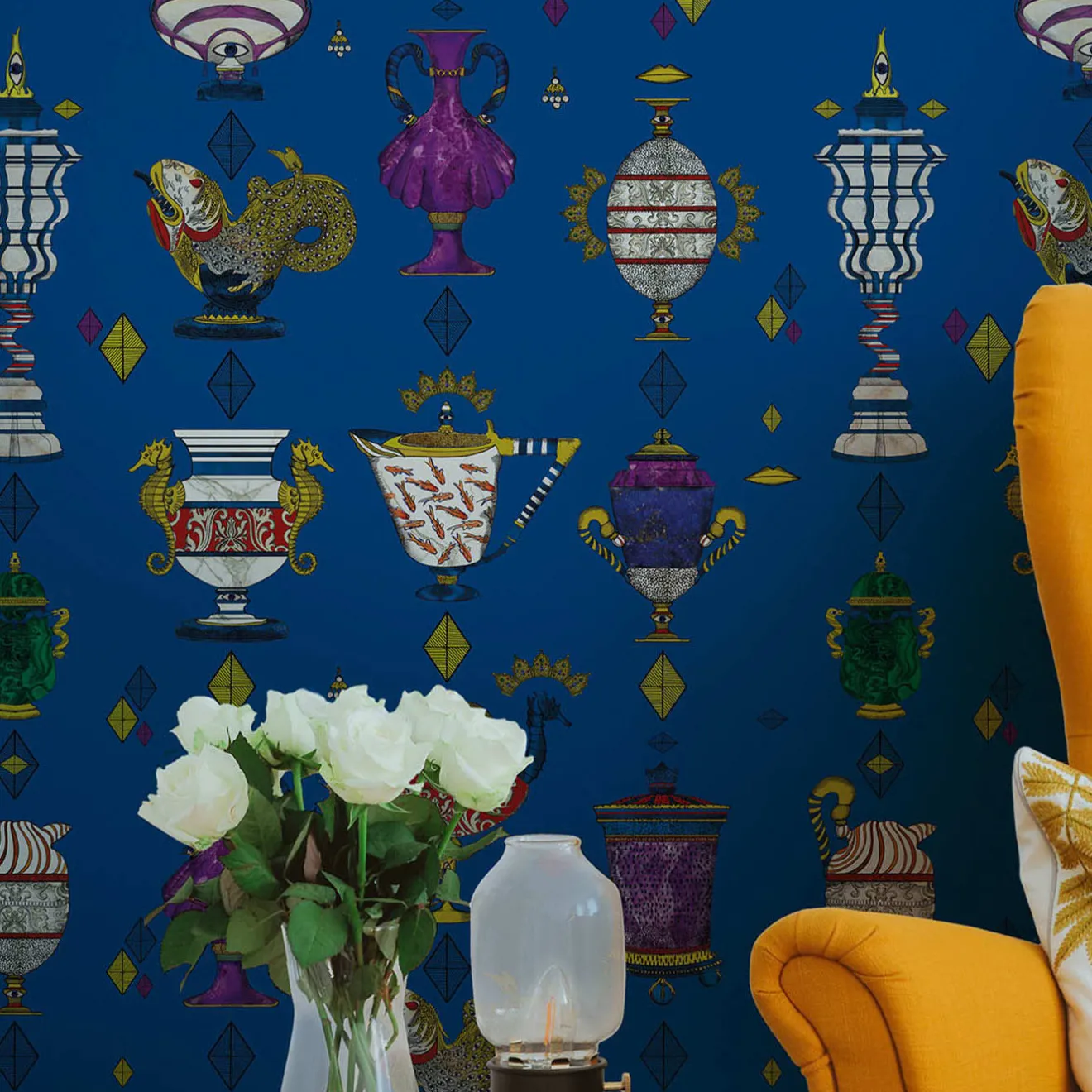 MaVoix Carta da parati Ludovica Blu Elettrico