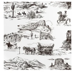 Wallpapers4Beginners Carta da Parati Marrone e Bianca Western in Stile Fumetto Retrò