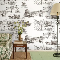 Wallpapers4Beginners Carta da Parati Marrone e Bianca Western in Stile Fumetto Retrò