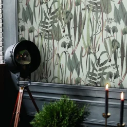 Wallpapers4Beginners Carta da Parati Verde Botanica Vintage con Erbe