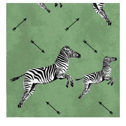 Wallpapers4Beginners Carta da Parati Verde con Zebre Volanti