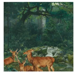 Wallpapers4Beginners Carta da parati vintage con cervi della foresta