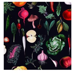 Wallpapers4Beginners Carta da Parati Vintage Nera con Verdure per Cucina