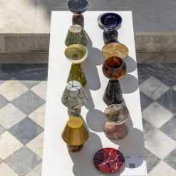 Incalmi Centrotavola Alchimie in vetro di Murano con lapis blu