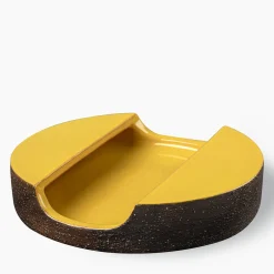 Bitossi Ceramiche Centrotavola Bolo Decorativo Giallo della Serie Tagliata di Aldo Londi