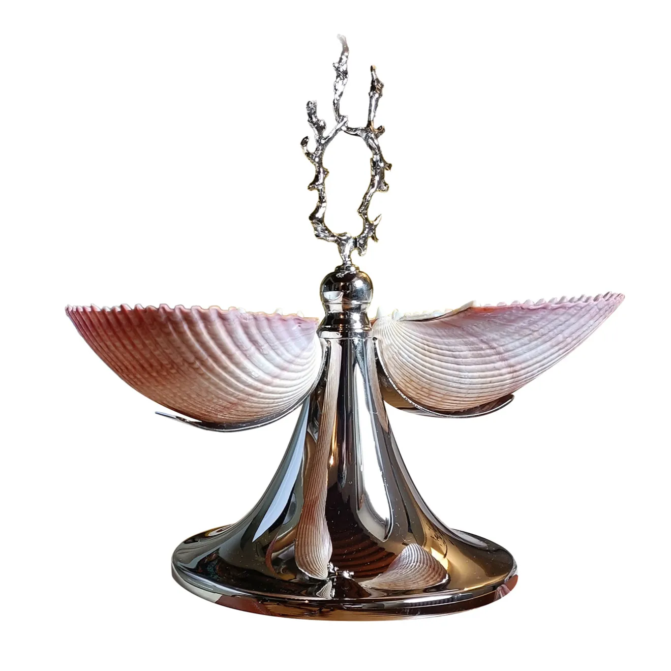 Petri Firenze Centrotavola Coral in nichel placcato con conchiglie