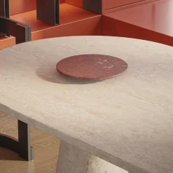 MMairo Centrotavola Piccolo in Travertino Rosso Inside Out di Karen Chekerdjian