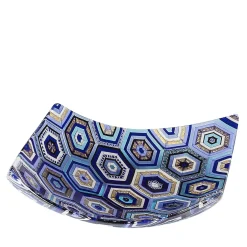 VéVé Glass Centrotavola Rombo esagonale in vetro di Murano blu di Andrea Orso