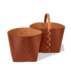 ADJ Style Cestino Helena piccolo in pelle Bordeaux e Cognac