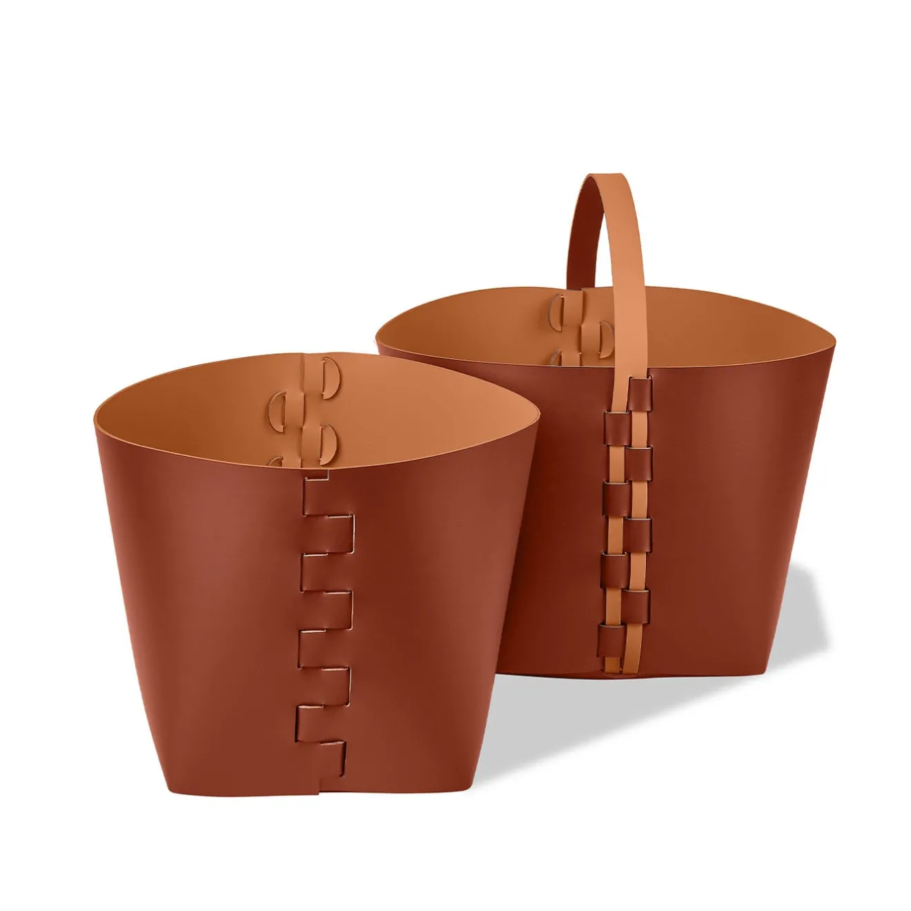 ADJ Style Cestino Helena piccolo in pelle Bordeaux e Cognac