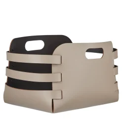 ADJ Style Cestino Riga in pelle Cappuccino e Cioccolato