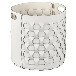 ADJ Style Cestino rotondo Dubai in pelle bianca e panna cotta