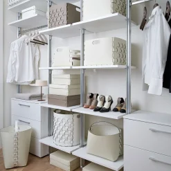 ADJ Style Cestino rotondo Dubai in pelle bianca e panna cotta